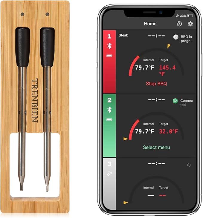 Wireless Meat Thermometer Bluetooth Max 164ft Range on BBQ Grill Rotisserie Smart Digital Bluetoo... | Amazon (US)