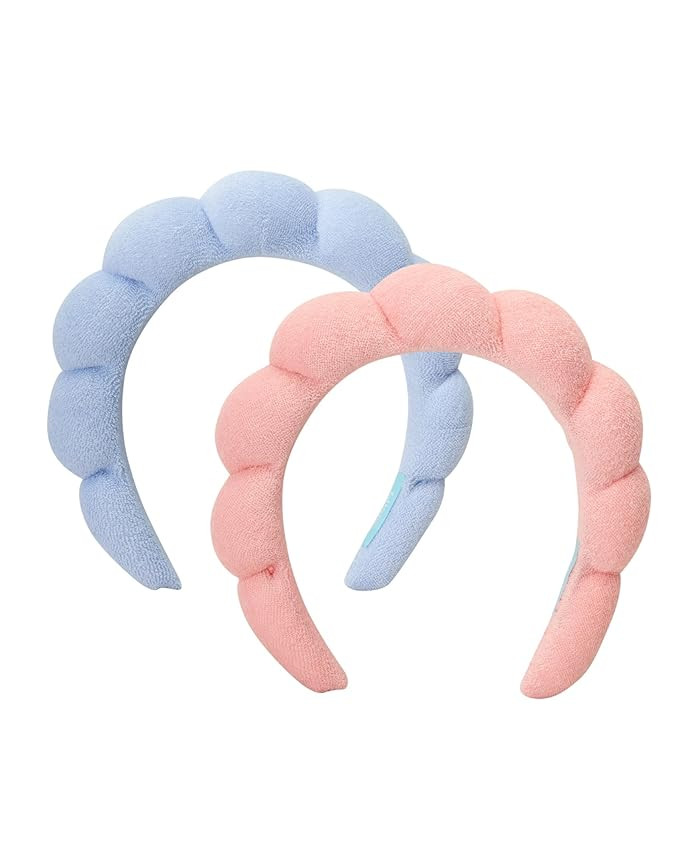 Bliss Women''s Spa Headband - 2 Pack Microfiber Makeup Bubble Headband - Puffy Hair Band for Wash... | Amazon (US)