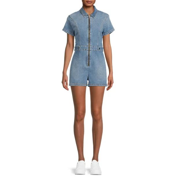 No Boundaries Juniors’ Zip Front Romper - Walmart.com | Walmart (US)