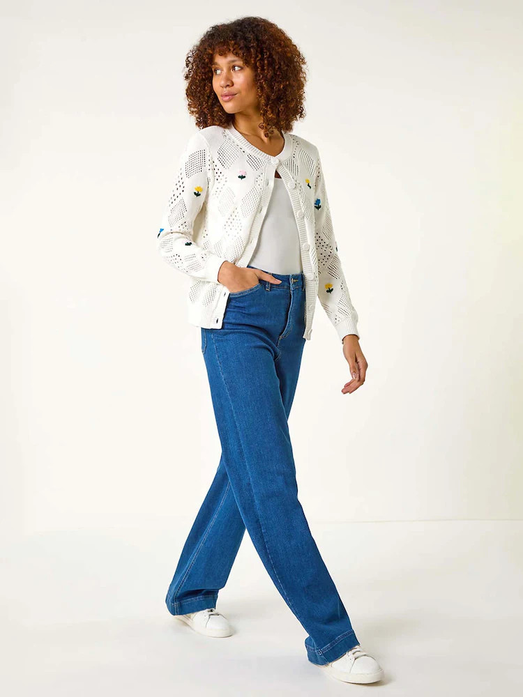 Roman White Flower Embroidered Cardigan | Next EU