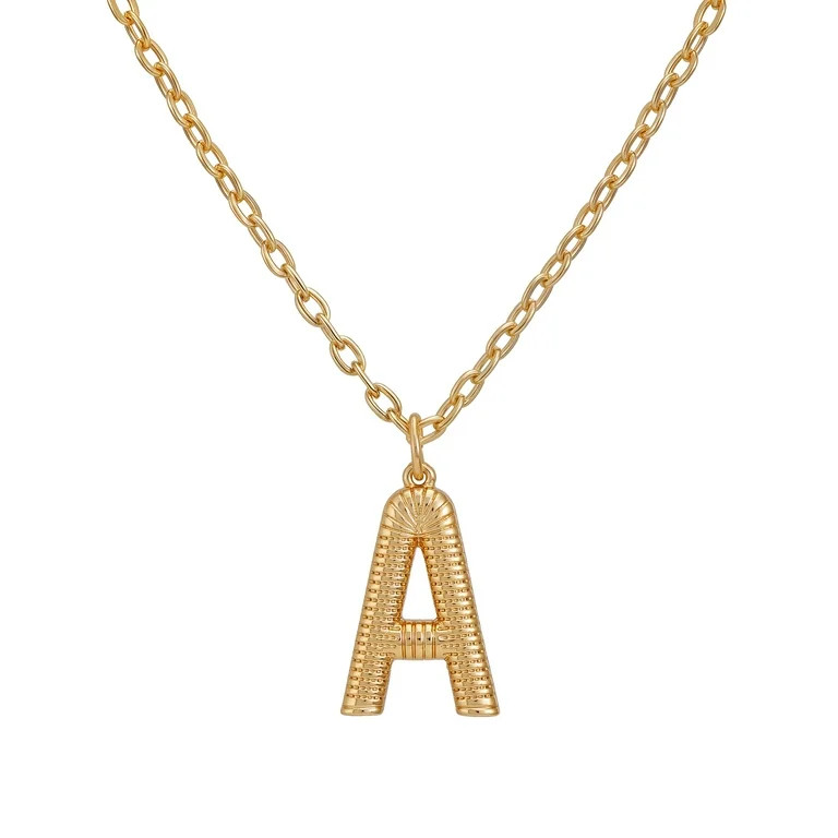 Time and Tru Women's Goldtone Initial A Necklace with Giftable Pouch | Walmart (US)