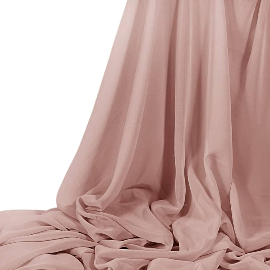 Dusty Rose 5 Yards Sheer Fabric Chiffon Fabric by The Yard Continuous Solid Color Draping Fabric ... | Amazon (US)