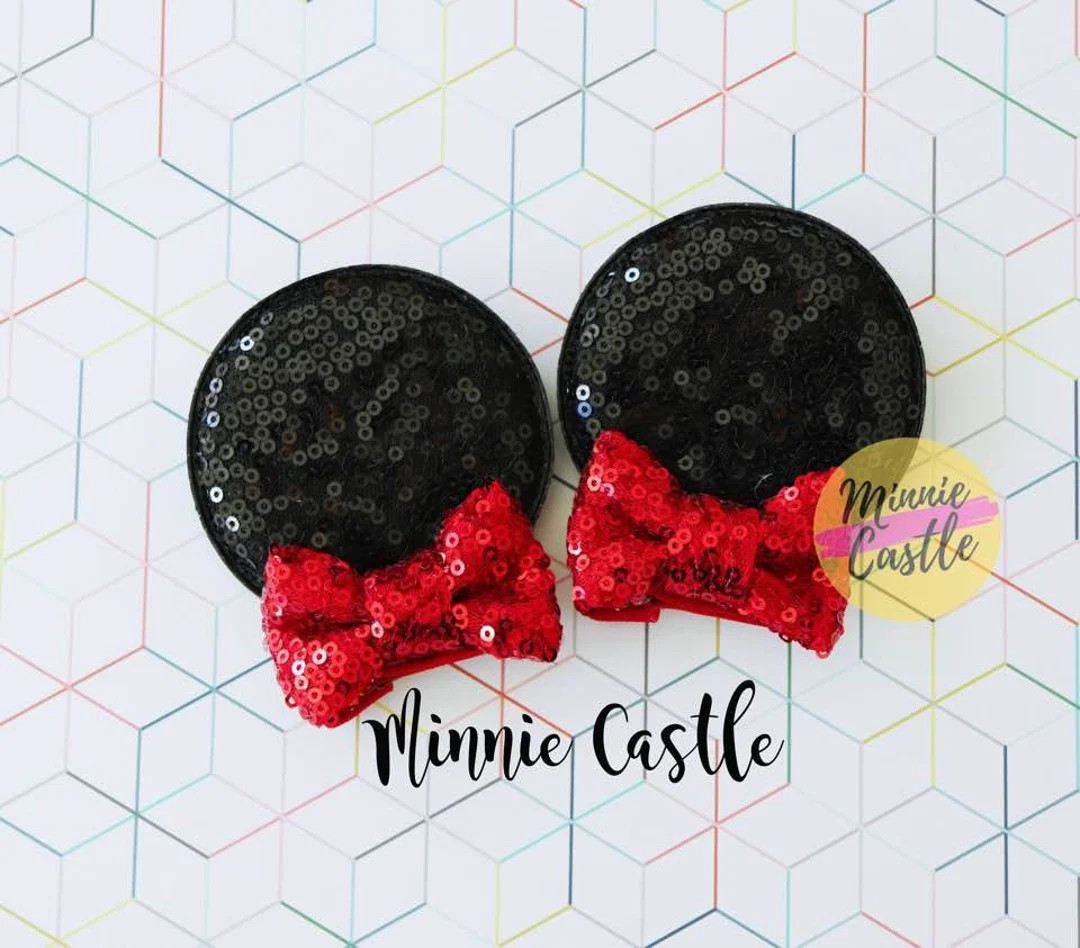 Mickey Ears Hair Clips, Minnie Ears, Mouse Ears, Minnie Ears Hair Clips for Kids and Toddlers, Mi... | Etsy (US)