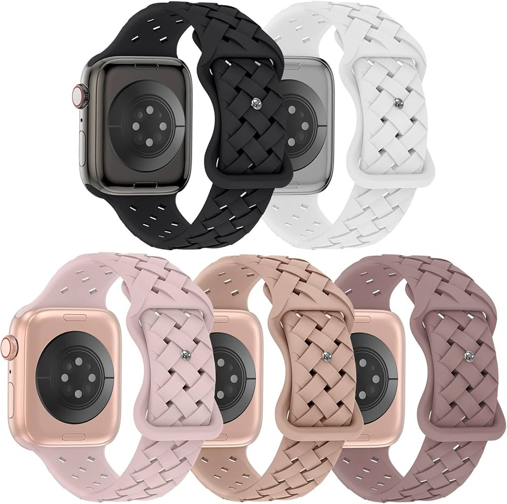 Arctime 5 Pack Soft Silicone Bands Compatible with Apple Watch Band 38mm 40mm 41mm 42mm 44mm 45mm... | Amazon (US)