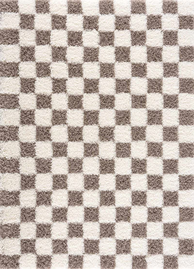 Atira Brown Checkered Area Rug | Boutique Rugs
