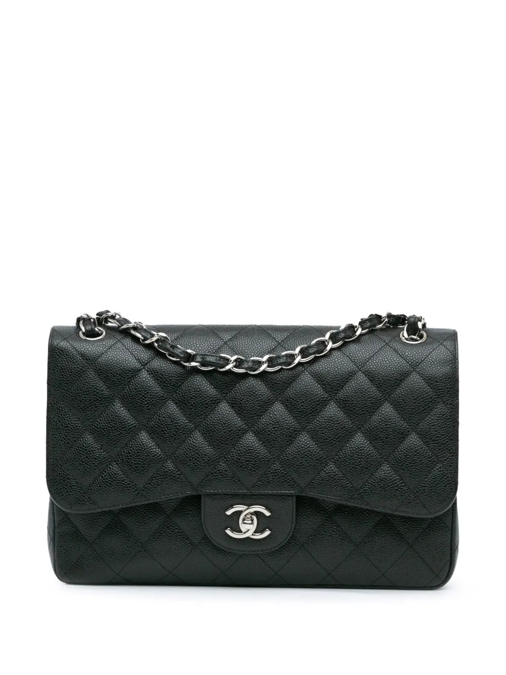 CHANEL Pre-Owned 2020 Jumbo Classic Caviar Double Flap Shoulder Bag | Black | FARFETCH | Farfetch Global