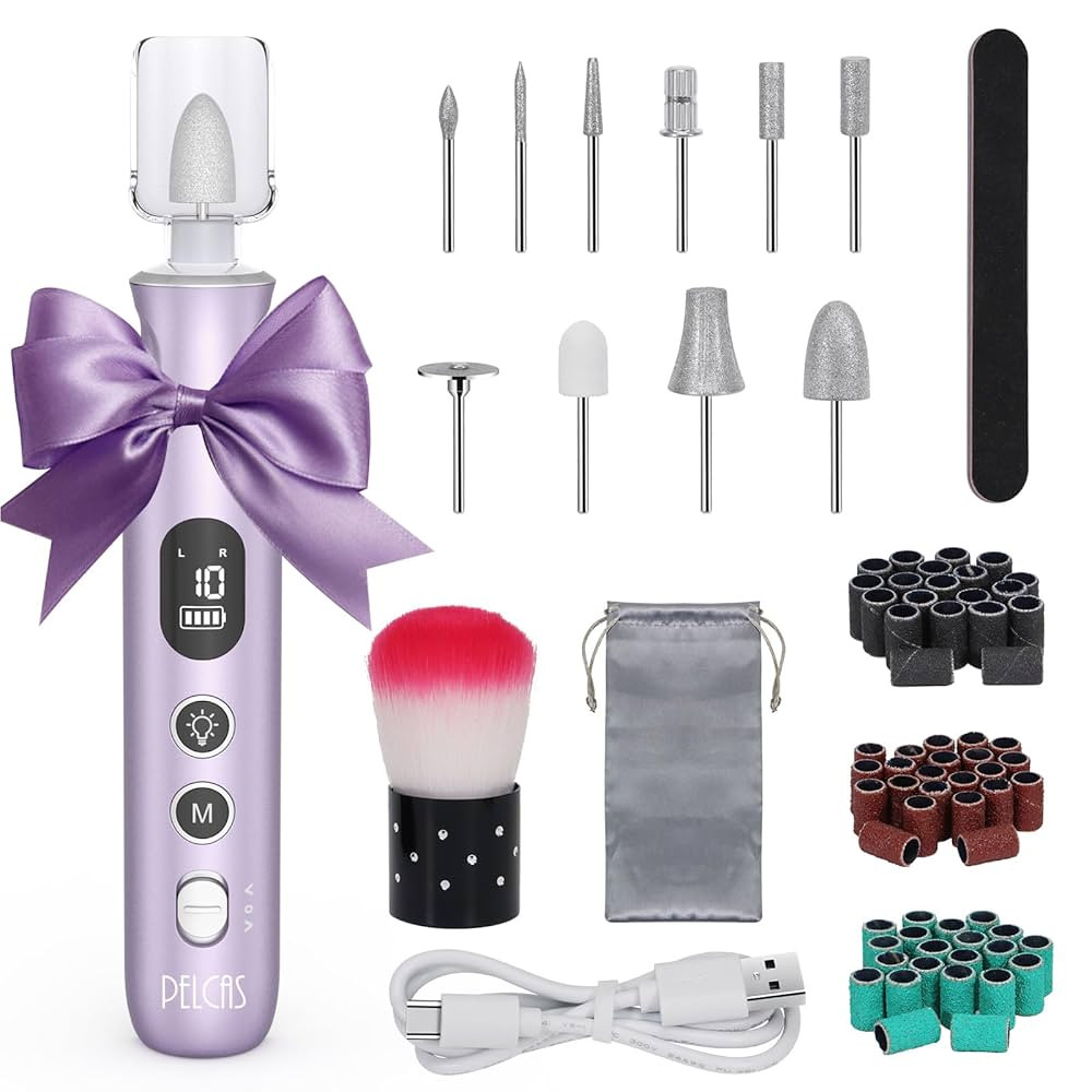 PELCAS Electric Nail Drills, 10 Speeds Cordless Nail File with LED Light, Portable Manicure & Ped... | Amazon (US)