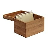 Oceanstar RB1408 Bamboo Recipe Box with Divider, Natural, 6.80" W x 4.90" D x 5.30" H | Amazon (US)