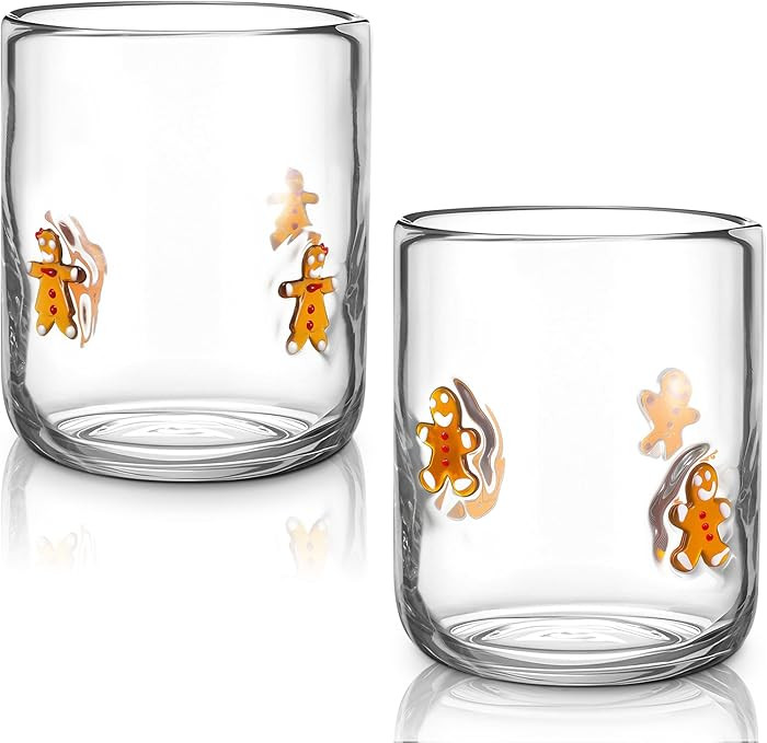 Vesici 2 Pcs Christmas Icon Juice Glass 16 oz Gingerbread Man Stemless Drinking Glasses Icon Juic... | Amazon (US)