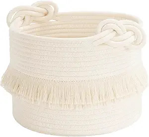 CherryNow Small Woven Storage Baskets Cotton Rope Decorative Hamper for Diaper, Blankets, Magazin... | Amazon (US)