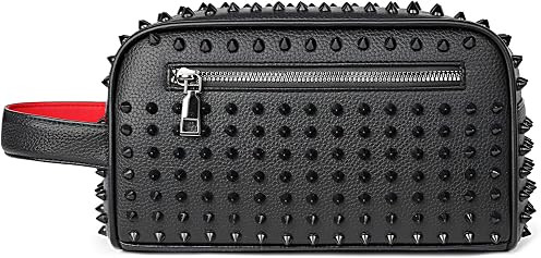 Unisex Studded Faux Leather clutch bag, Material with Metal Spikes, Fashion Crossbody Bag with Zi... | Amazon (US)
