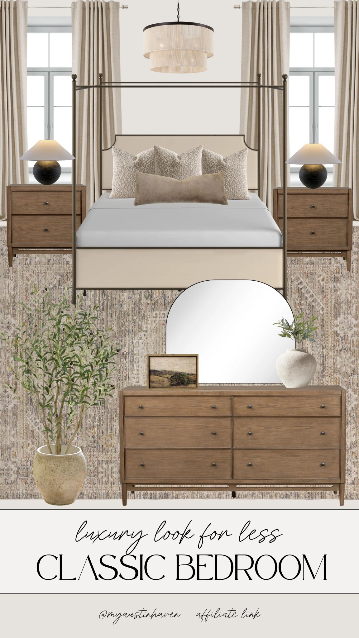 Luxury bedroom look for less from Wayfair. 🛏️ Canopy bed, classic wood furniture, soft neutral layers and warm lighting that create a cozy and elevated bedroom refresh without the high price tag.


Wayfair bedroom furniture, luxury look for less, neutral bedroom decor, modern traditional bedroom, wood dresser furniture, canopy bed frame, bedside table lamp, textured area rug, linen curtains, bedroom refresh ideas, warm neutral home, classic bedroom style, layered bedding look, bedroom lighting fixture, olive tree decor. 

 

#LTKSaleAlert #LTKHome