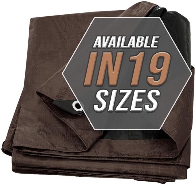 Tarp Cover Brown/Black 2-Pack Heavy Duty 12X12 Thick Material, Waterproof, Great for Tarpaulin Ca... | Amazon (US)