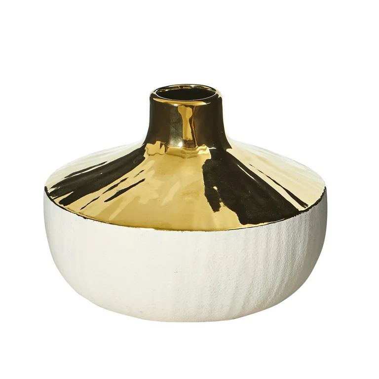 Nearly Natural 8" Elegance Ceramic Decorative Vase with Gold Accents | Walmart (US)