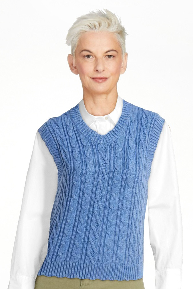 Free Assembly Women's Scalloped Cable Knit Cotton Vest, Sizes XS-XXL | Walmart (US)