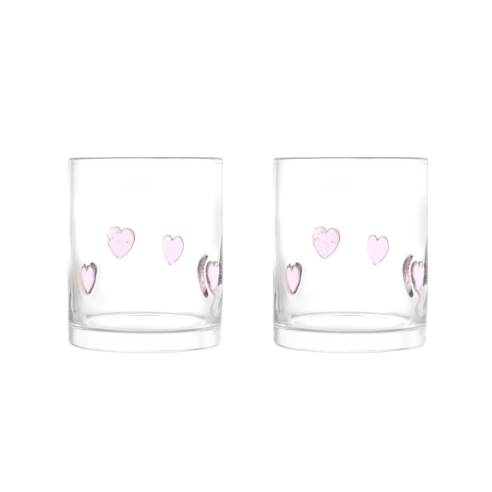 Thyme & Table 12 fl oz Valentine's Day Pink Hearts Charm Drinking Glasses, Set of 2 | Walmart (US)