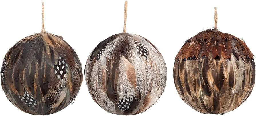 RAZ Imports 2022 Christmas at The Lodge 4" Feather Ball Ornament, Assortment of 3 | Amazon (US)