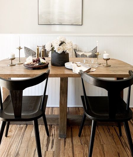 Fall dining room. Oval dining table. Black chairs. Modern dining room. Neutral decor. Fall home decor  

#LTKunder100 #LTKSeasonal #LTKhome