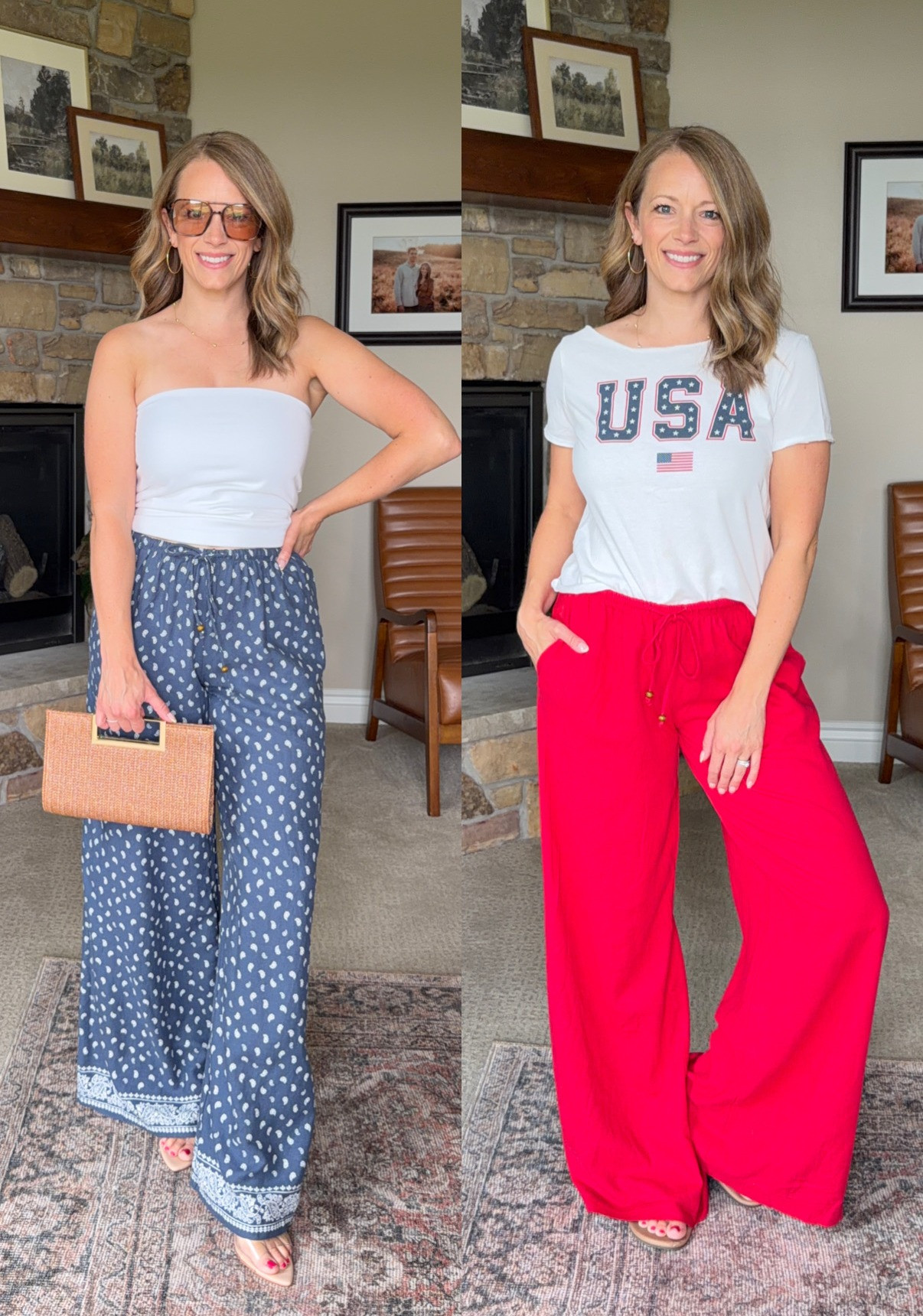 love celebrating with some red, white & blue during summer!
I'm wearing an XS in the tops and small in both pants.  

 #LTKSeasonal #LTKOver40 #LTKPetite