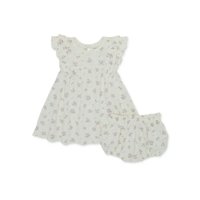 easy-peasy Baby Girls Print Dress and Diaper Cover, Sizes 0-24 Months | Walmart (US)