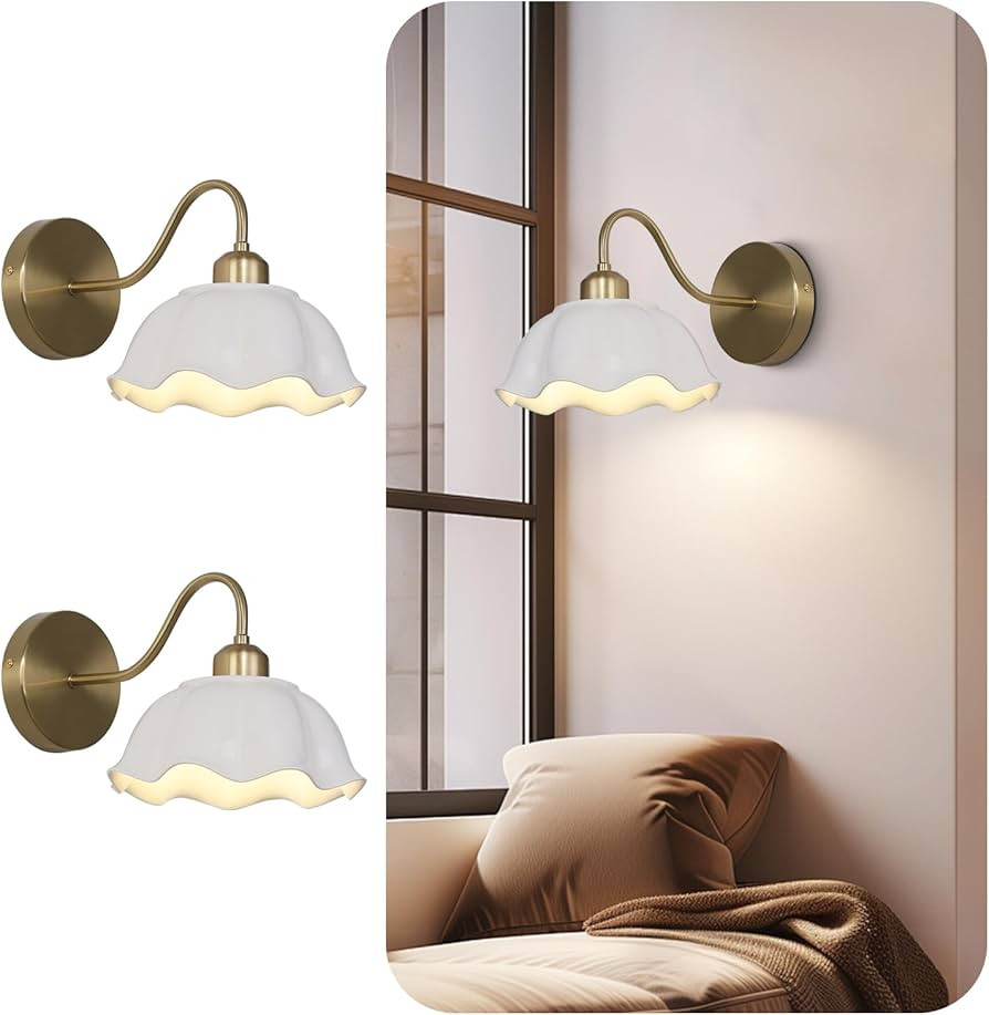 Gold Wall Sconces Set of Two Vintage Industrial Wall Lights Modern Farmhouse Sconces Wall Lightin... | Amazon (US)