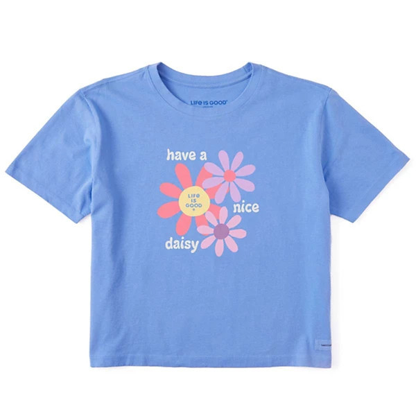 Women's Life is Good Groovy Have A Nice Daisy Boxy Crusher Tee T-Shirt 2XLarge Blue | Scheels