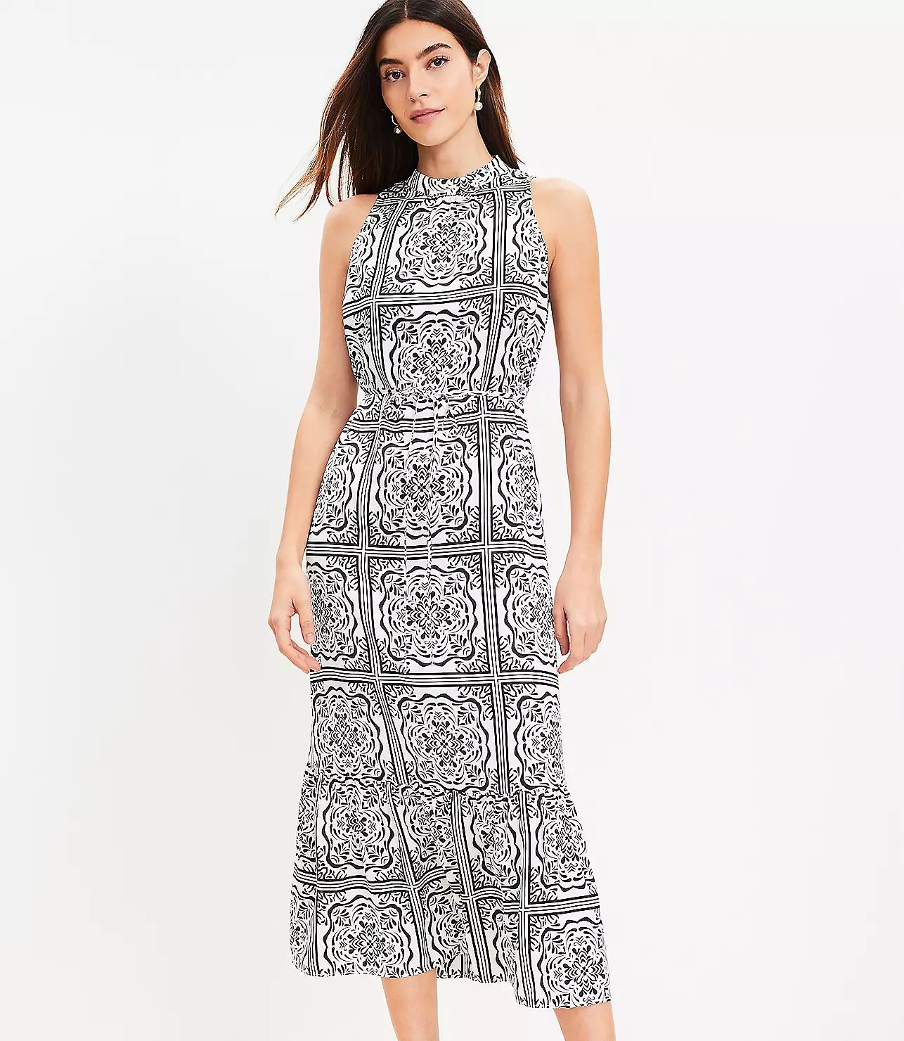 Tiled Halter Midi Dress | LOFT