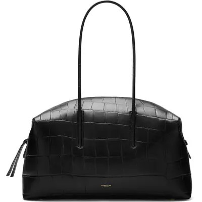 DeMellier The Stockholm Croc Embossed Leather Shoulder Bag in Black at Nordstrom | Nordstrom