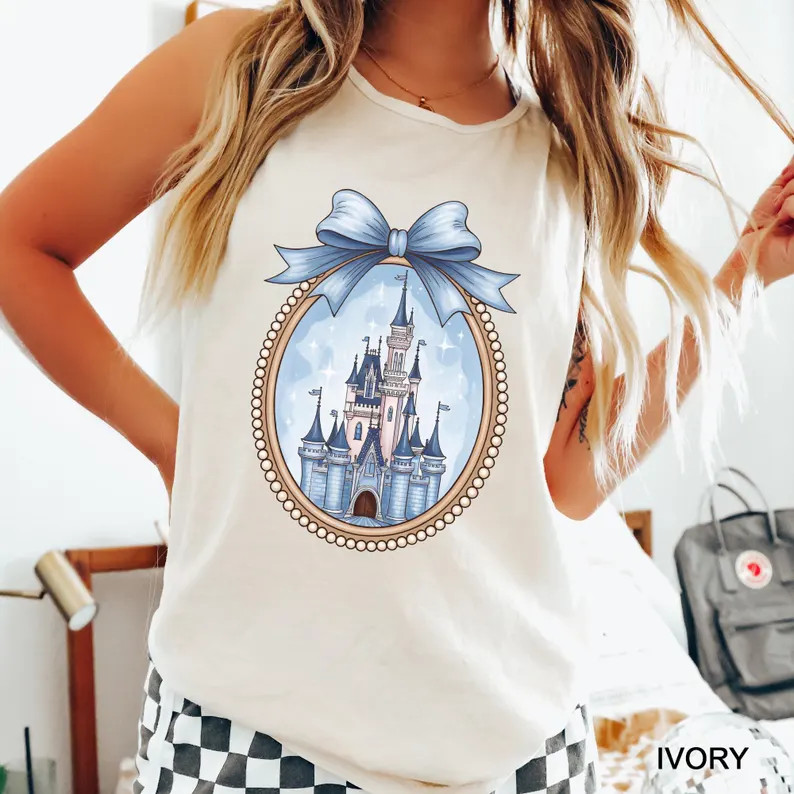 Comfort Color Disney Magical Castle Tank Top, Magic Kingdom Blue Coquette Tank, Disney Castle Fai... | Etsy (Global)