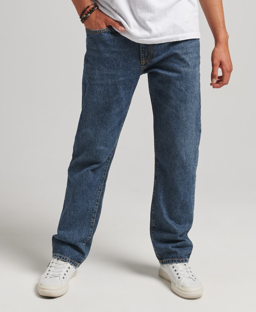 Mens - Organic Cotton Straight Jeans in Dark Blue | Superdry UK | Superdry (UK)