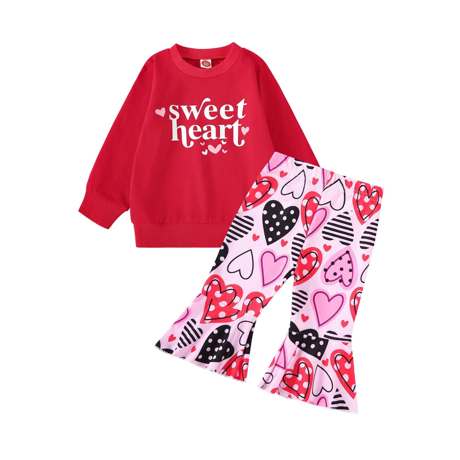 2Pcs Girls Boys Valentine'S Day Clothes Outfit Short Sleeve Tops& Pants Set Kids Clothes | Walmart (US)