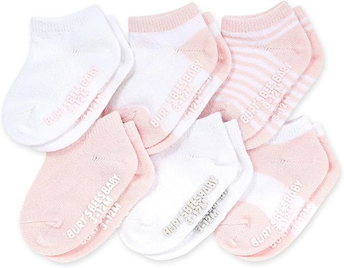 Burt's Bees Baby Unisex Baby, 6-pack Ankle Socks With Non-slip Grips, Made With Organic Cotton | Amazon (US)