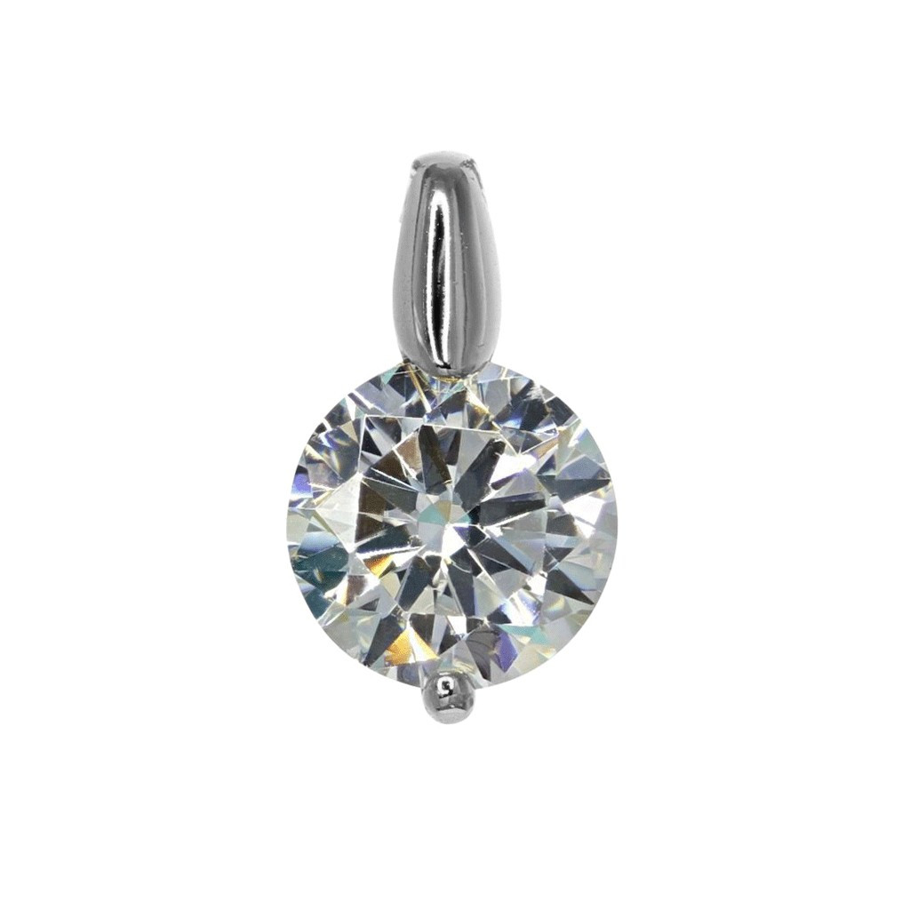 2.00 Carat Brilliant CZ Solitaire Pendant in Sterling Silver | Roma Designer Jewelry