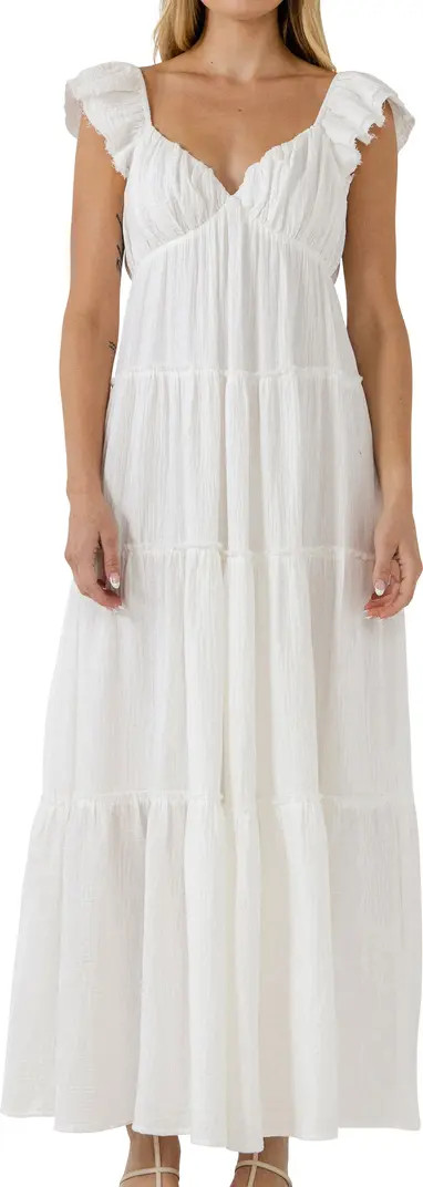 Free the Roses Sweetheart Neck Cotton Gauze Tiered Maxi Dress | Nordstrom | Nordstrom