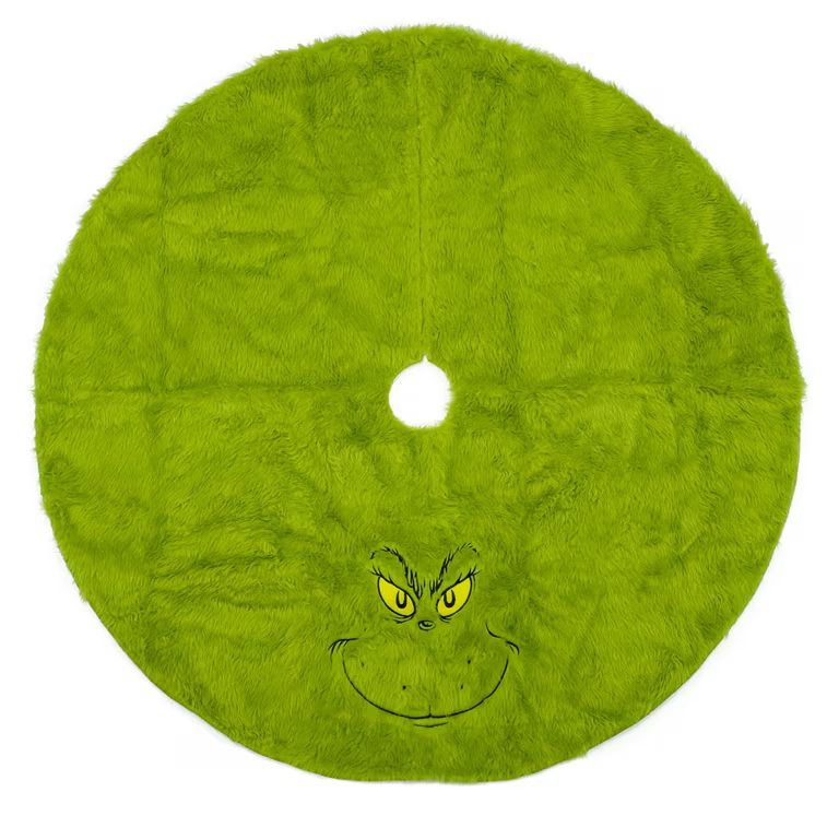 Dr Seuss' The Grinch Who Stole Christmas, Furry Tree Skirt , 48 inches Round, Embroderied | Walmart (US)