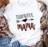 Thankful Mama Buffalo Plaid tshirts for women Blessed Mom Shirts Fall Graphic Tee Tops | Amazon (US)