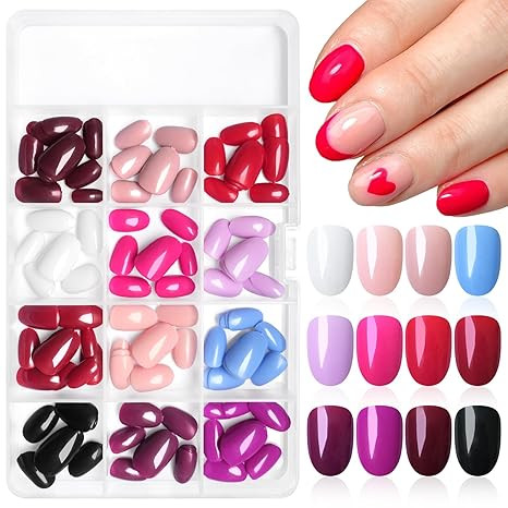 LuckForever 288pc Almond Press on Nails Short Fake Nails Tips Full Cover Glue Nail Acrylic Nails ... | Amazon (US)