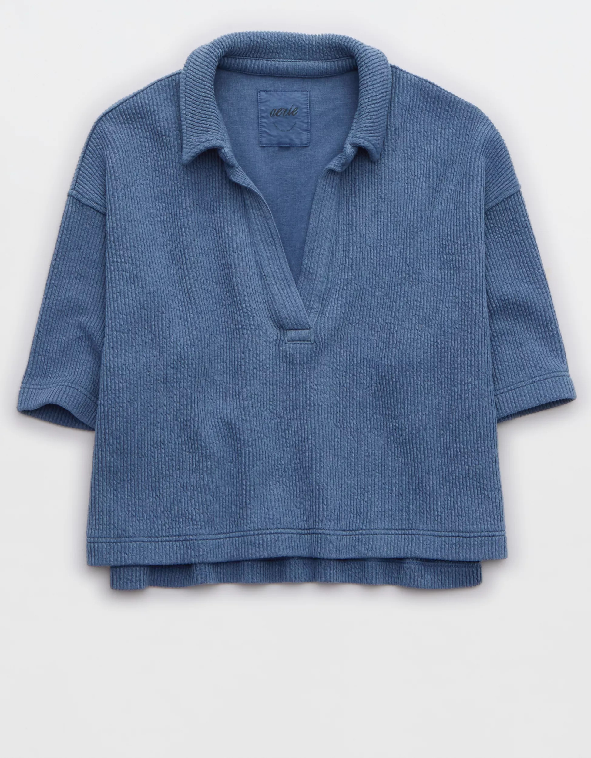 Aerie Wonder Short Sleeved Polo Sweatshirt | Aerie