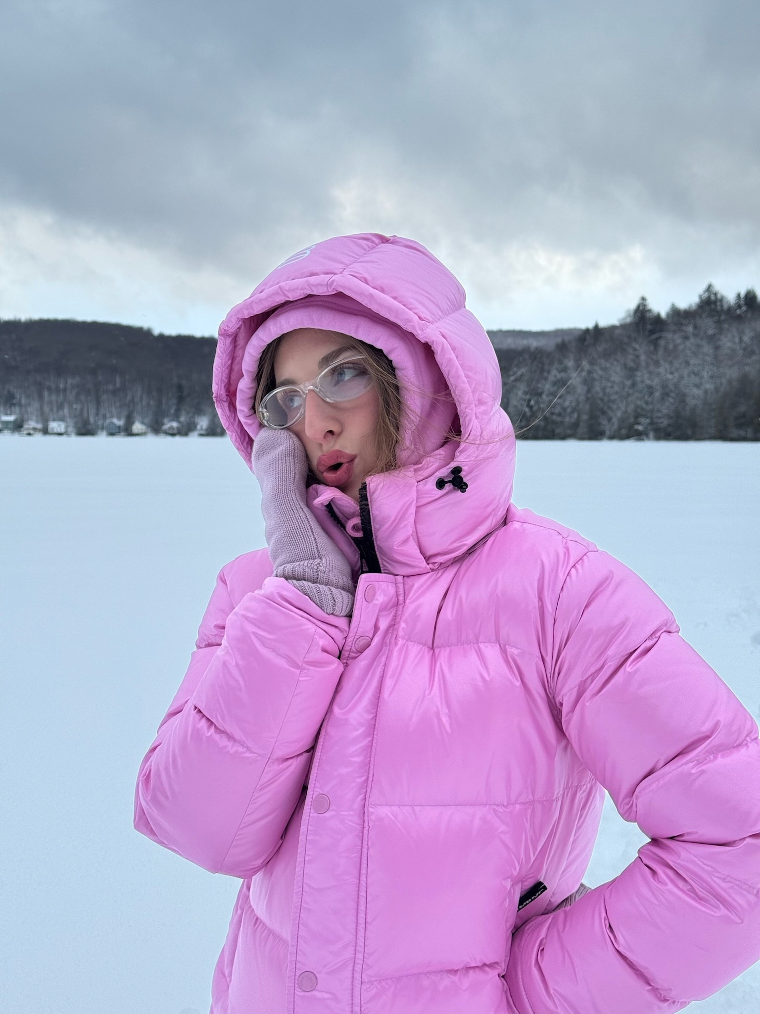winter snow outfit pink puffer coat aritzia super puff morganite pink puff jacket hood mega zip hoodie pink mittens vermont weather winter ootd grwm 

#LTKSeasonal #LTKValentine #LTKootd