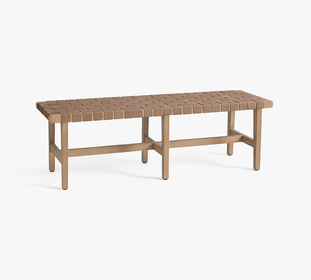 Fenton Woven Leather Bench | Pottery Barn (US)