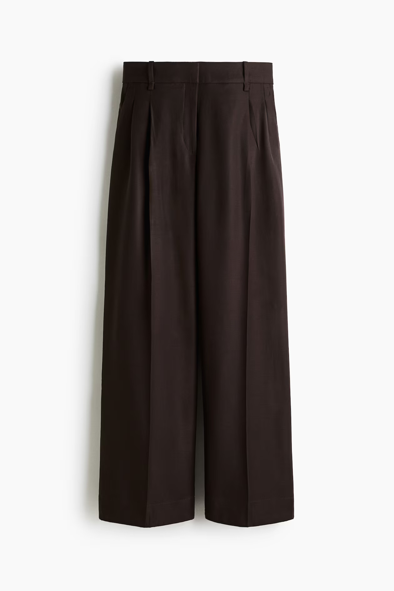 Wide tailored trousers - Dark brown - Ladies | H&M GB | H&M (UK, MY, IN, SG, PH, TW, HK)