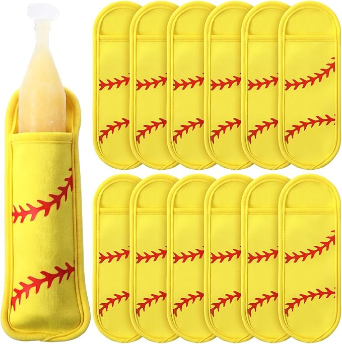 12 Pcs Softball Reusable Ice Pop Sleeves Ice Stick Holder Bags Antifreezing Sleeves Neoprene Insu... | Amazon (US)