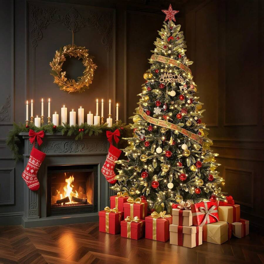 mteryoing 6.5/7.5 FT Prelit Christmas Tree, Pencil Christmas Tree With 300/450 Warm White Lights-... | SHEIN