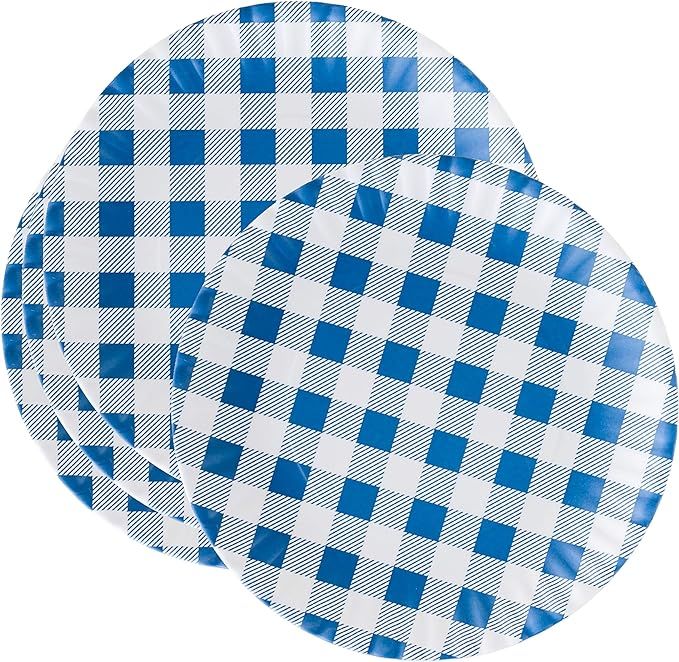 180D Reusable Blue & White Gingham Checkered Picnic/Dinner Plate, 9 Inch Melamine, Set of 5 | Amazon (US)