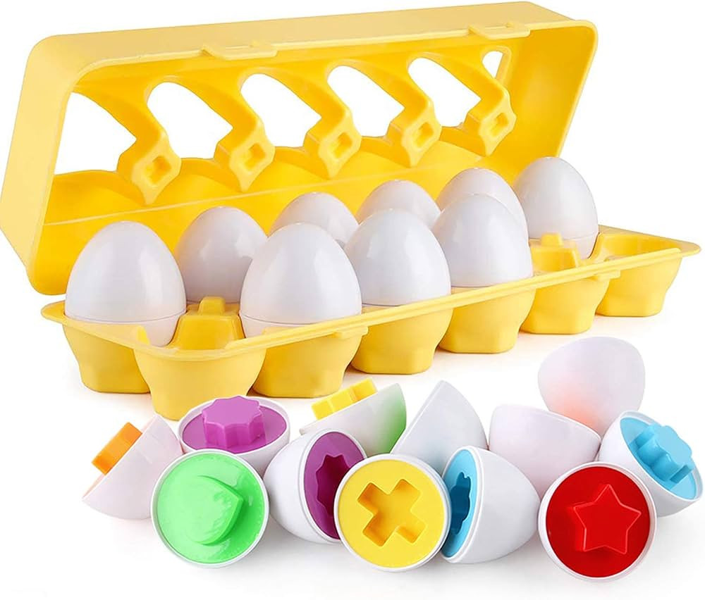 Matching Eggs - Toddler Toys - Color Shapes Egg Set - Educational Color, Shapes and Sorting Recog... | Amazon (US)