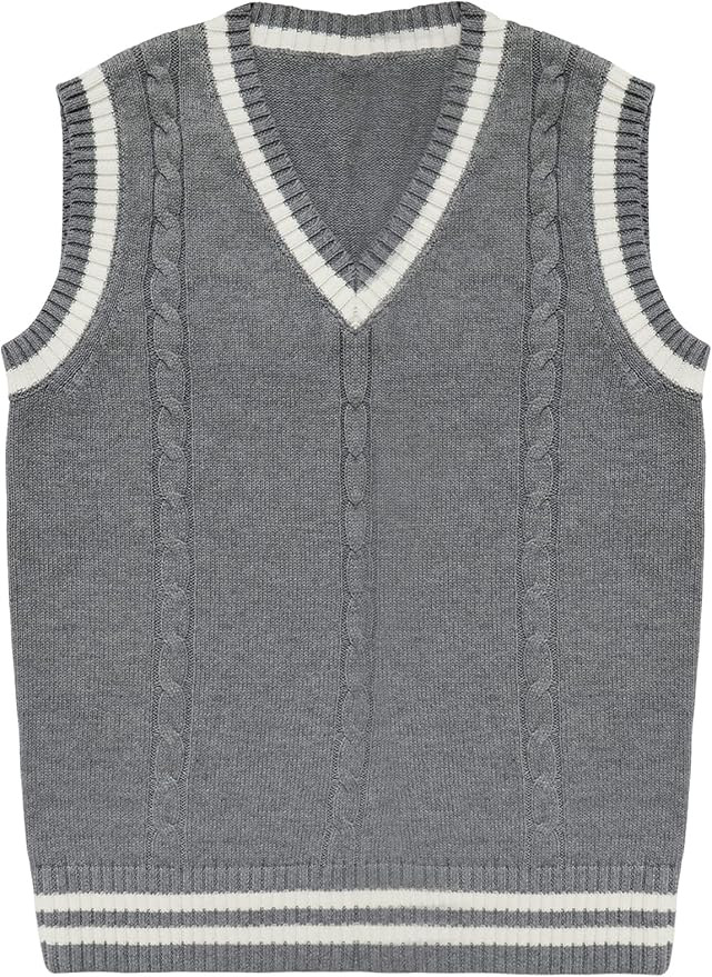 Gihuo Women's V Neck Trendy Sweater Vest Cable Knit Sleeveless Sweater Vest Houndstooth Sweater V... | Amazon (US)