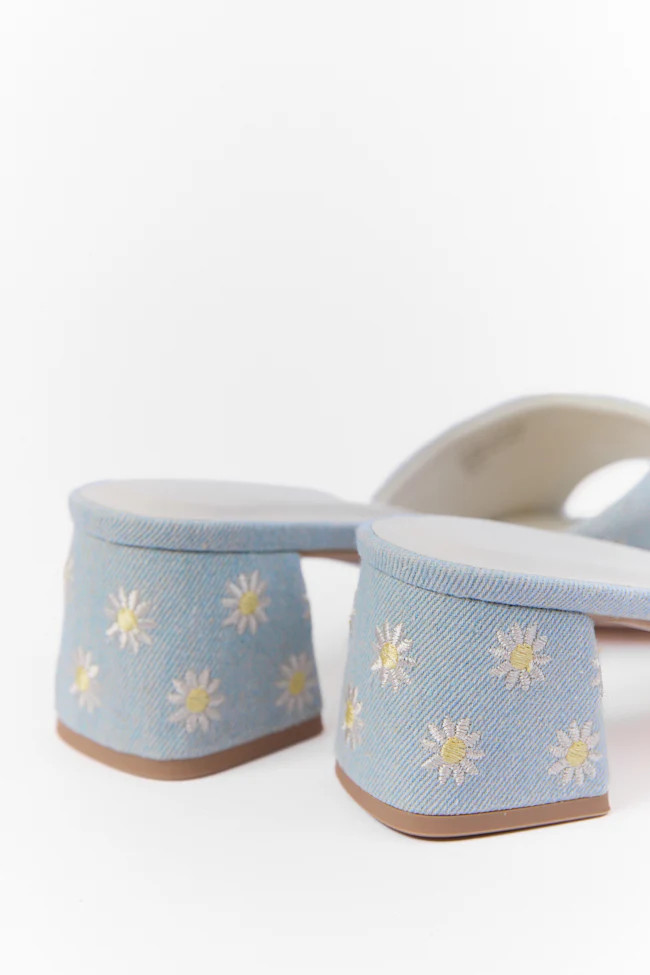 Lulu Denim Daisy Heels SALE | Pink Lily