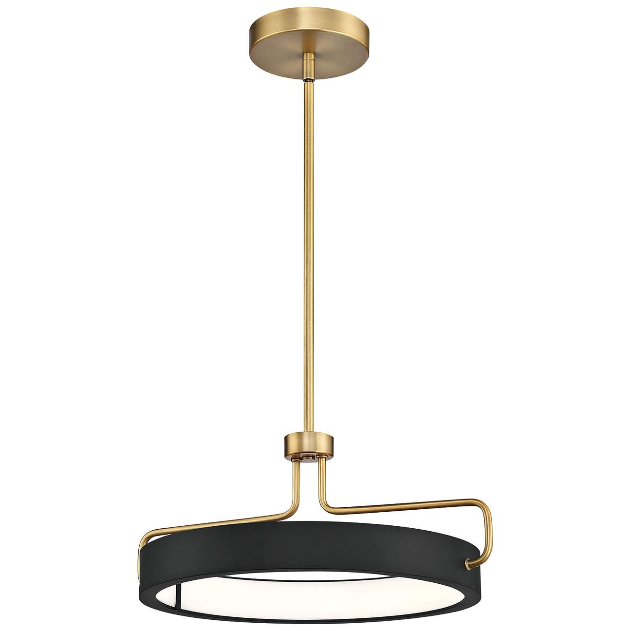 Pemberton 18"W Black Antique Brass Ring LED Pendant Light | Lamps Plus
