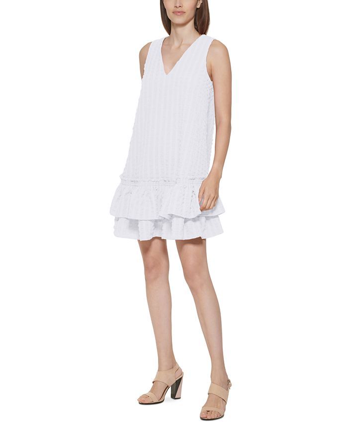 Calvin Klein Textured Ruffled-Hem Dress & Reviews - Dresses - Women - Macy's | Macys (US)