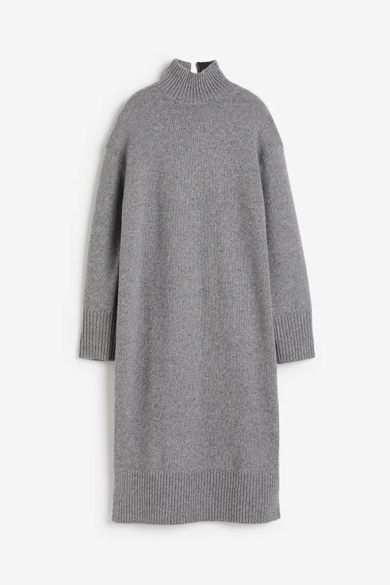 Knit Mock Turtleneck Dress - Gray melange - Ladies | H&M US | H&M (US + CA)